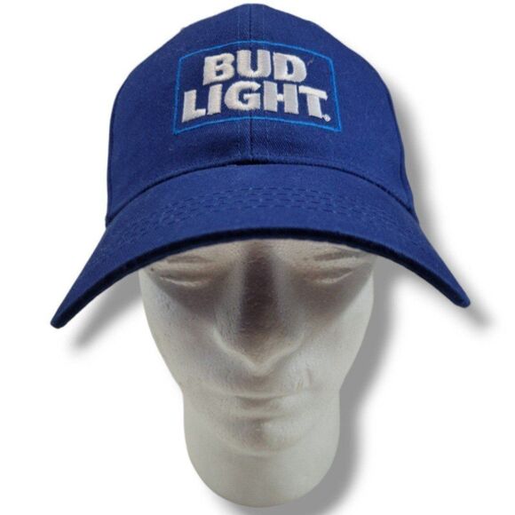 Bud Light Hat OSFM Adjustable Strap Back Hat Unisex Cap By CapAmerica Embroidery - Picture 1 of 8